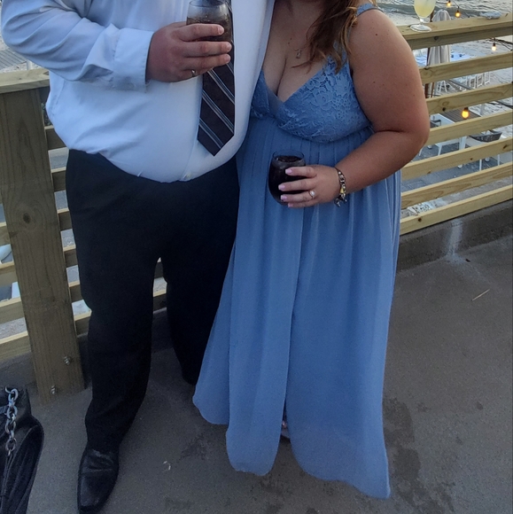 Dusty Blue Azazie Bridesmaid Dress - Picture 3 of 3